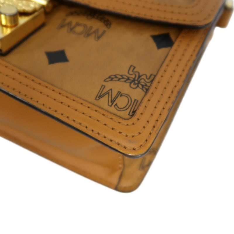 MCM Mini Postman Shoulder Bag Brown Visetos PVC Gold Hardware