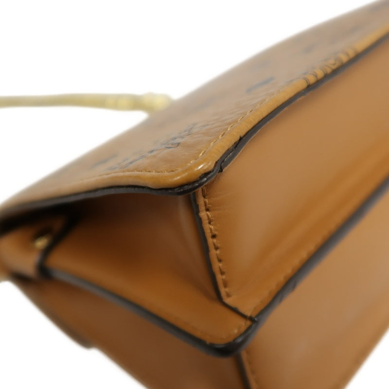 MCM Mini Postman Shoulder Bag Brown Visetos PVC Gold Hardware