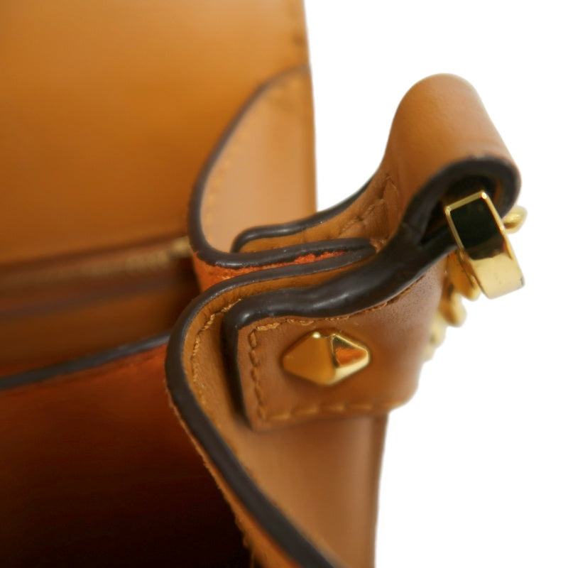 MCM Mini Postman Shoulder Bag Brown Visetos PVC Gold Hardware