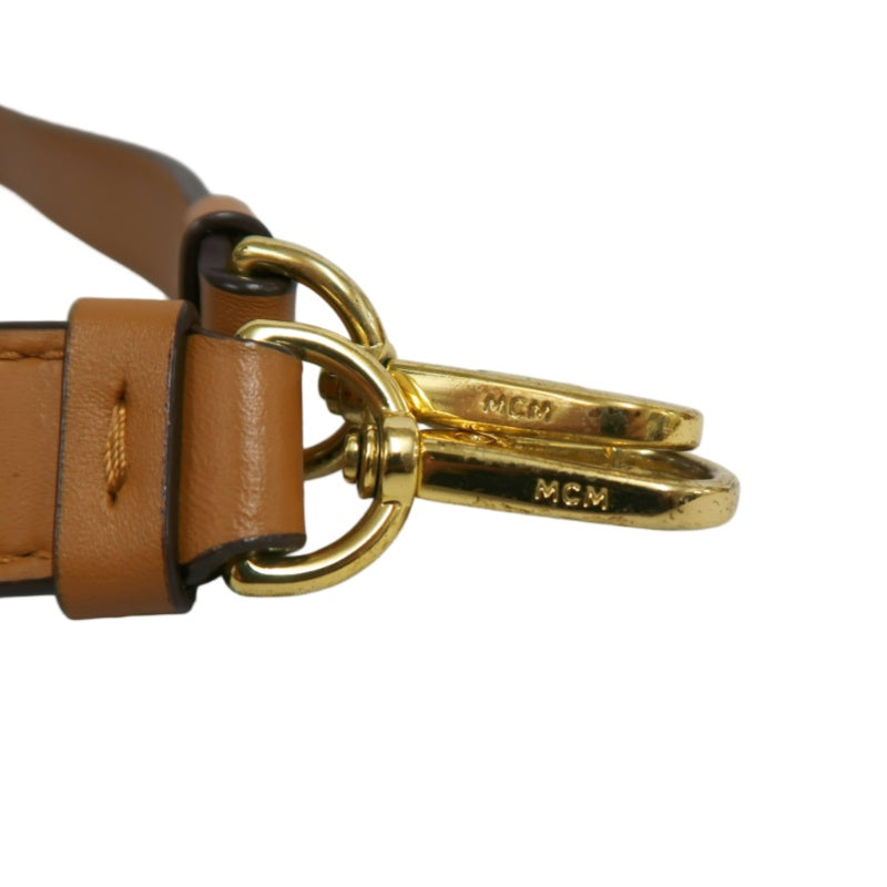 MCM Mini Postman Shoulder Bag Brown Visetos PVC Gold Hardware