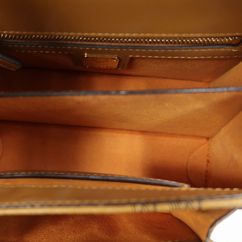 MCM Mini Postman Shoulder Bag Brown Visetos PVC Gold Hardware