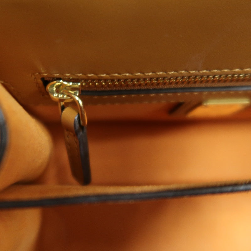 MCM Mini Postman Shoulder Bag Brown Visetos PVC Gold Hardware