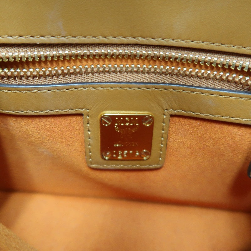 MCM Mini Postman Shoulder Bag Brown Visetos PVC Gold Hardware