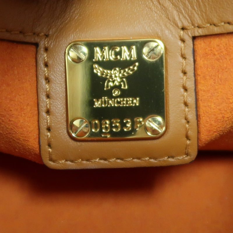 MCM Mini Postman Shoulder Bag Brown Visetos PVC Gold Hardware