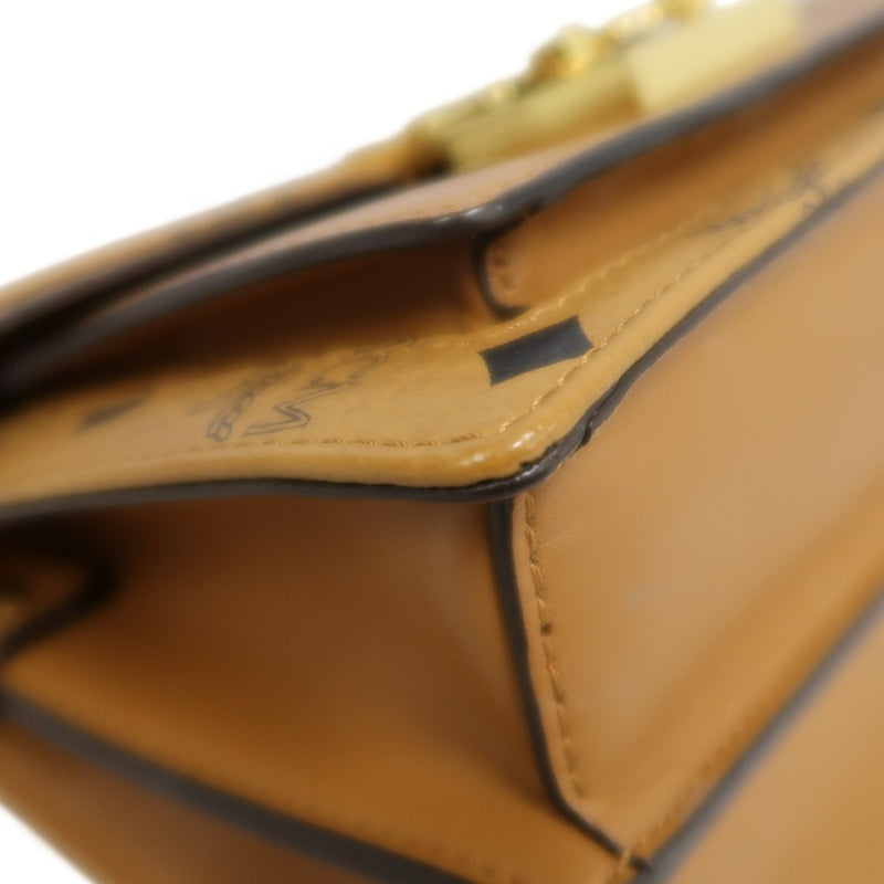 MCM Mini Postman Shoulder Bag Brown Visetos PVC Gold Hardware