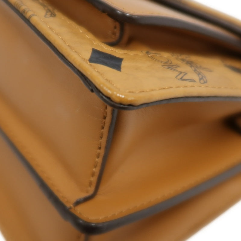MCM Mini Postman Shoulder Bag Brown Visetos PVC Gold Hardware