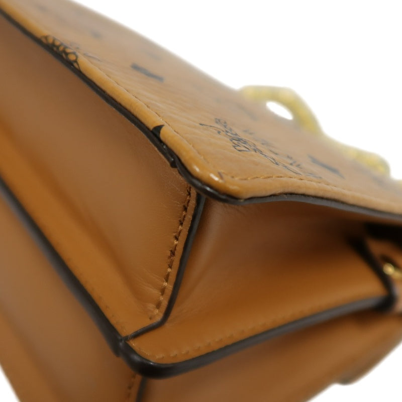 MCM Mini Postman Shoulder Bag Brown Visetos PVC Gold Hardware