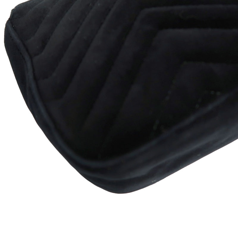 GUCCI GG Marmont Quilted Velvet Shoulder Bag Black Gold Hardware