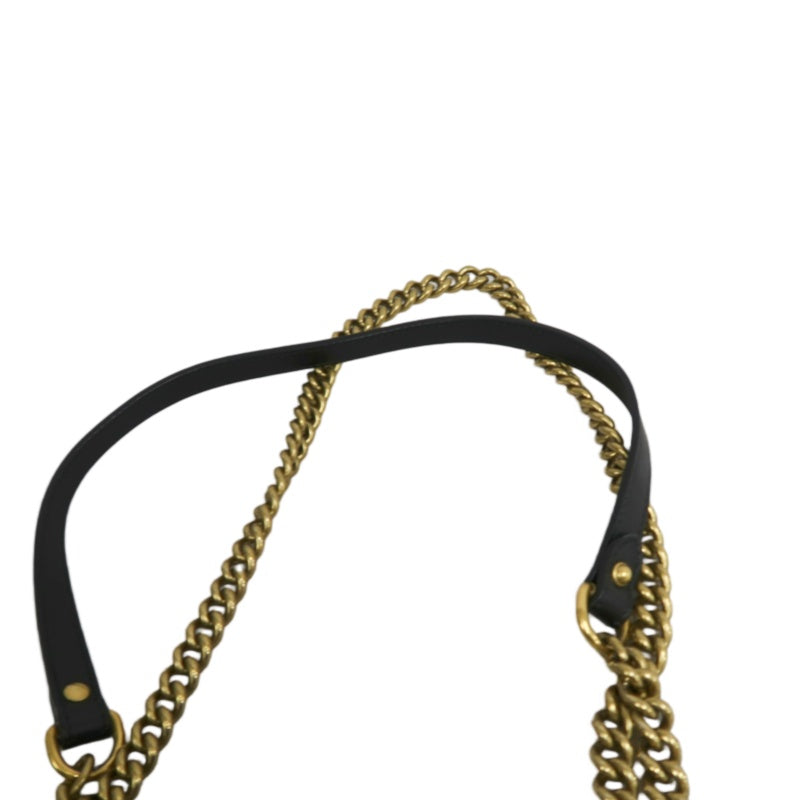 GUCCI GG Marmont Quilted Velvet Shoulder Bag Black Gold Hardware