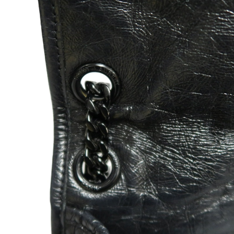 YVES SAINT LAURENT YSL NIKI Leather Shoulder Bag Black Waxed Leather