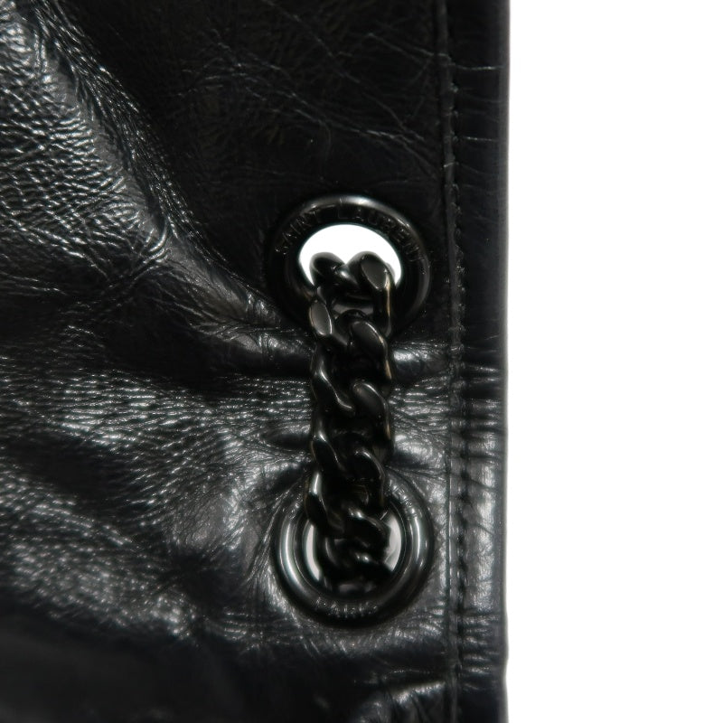 YVES SAINT LAURENT YSL NIKI Leather Shoulder Bag Black Waxed Leather