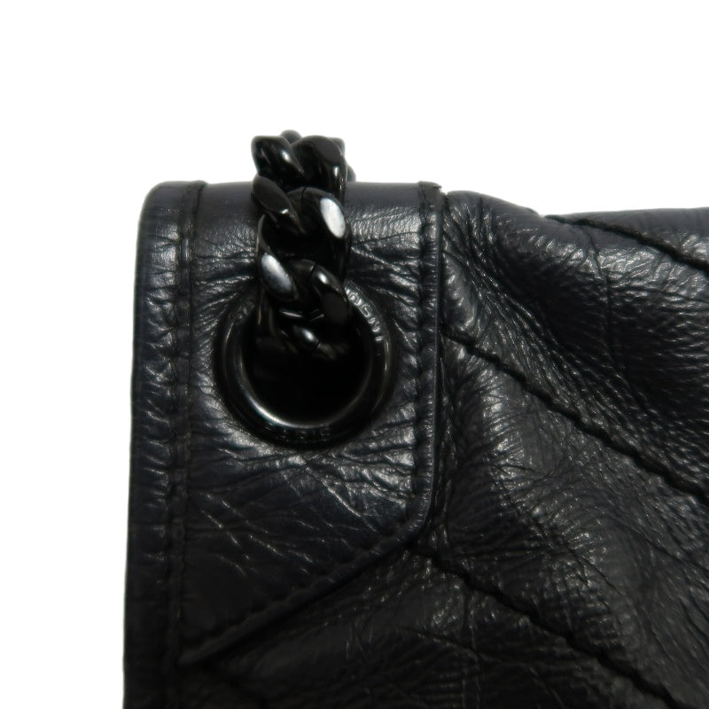 YVES SAINT LAURENT YSL NIKI Leather Shoulder Bag Black Waxed Leather
