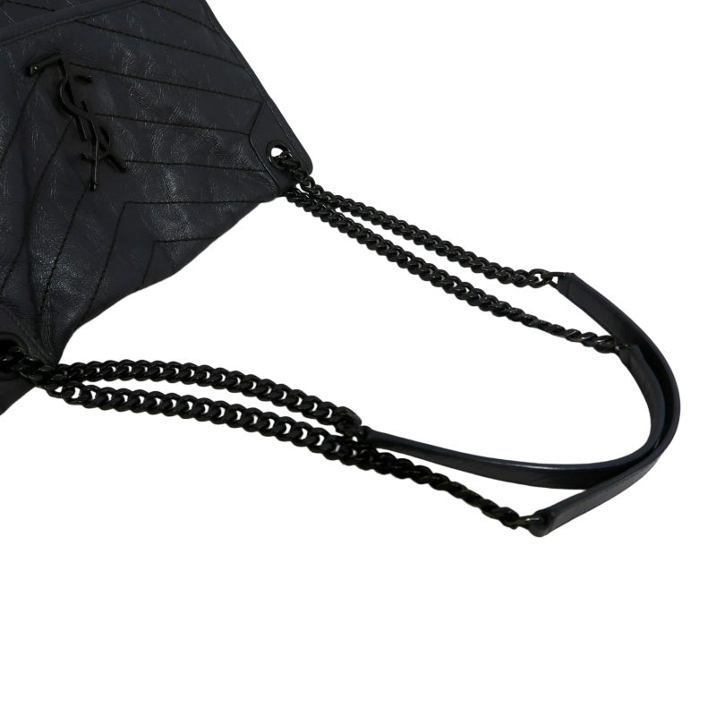 YVES SAINT LAURENT YSL NIKI Leather Shoulder Bag Black Waxed Leather