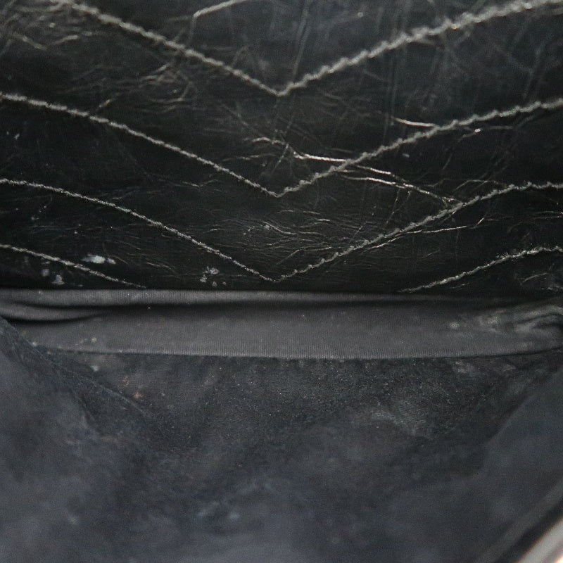 YVES SAINT LAURENT YSL NIKI Leather Shoulder Bag Black Waxed Leather