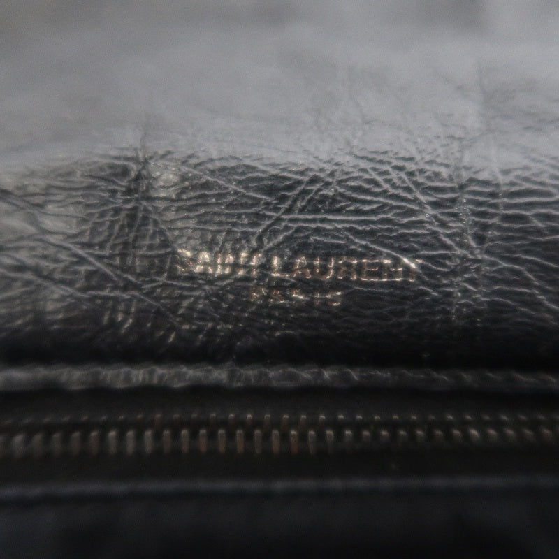 YVES SAINT LAURENT YSL NIKI Leather Shoulder Bag Black Waxed Leather