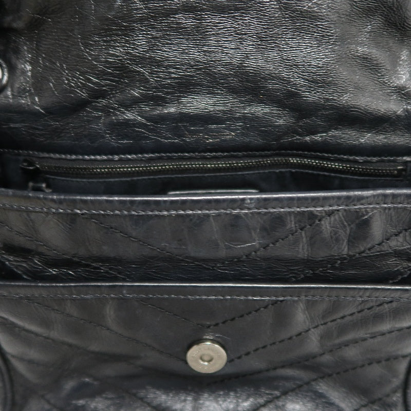 YVES SAINT LAURENT YSL NIKI Leather Shoulder Bag Black Waxed Leather