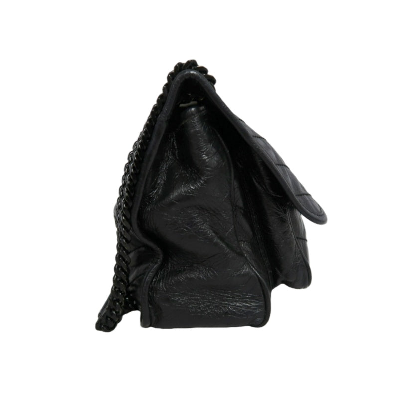 YVES SAINT LAURENT YSL NIKI Leather Shoulder Bag Black Waxed Leather