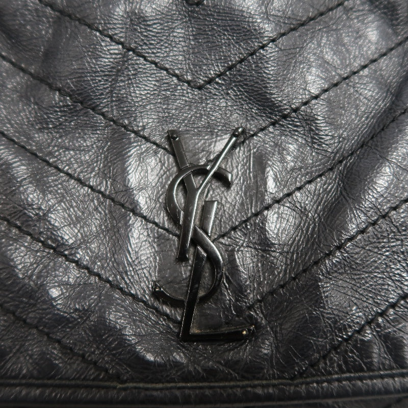 YVES SAINT LAURENT YSL NIKI Leather Shoulder Bag Black Waxed Leather