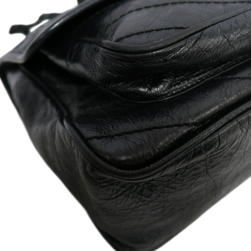 YVES SAINT LAURENT YSL NIKI Leather Shoulder Bag Black Waxed Leather