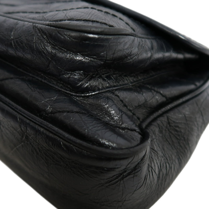 YVES SAINT LAURENT YSL NIKI Leather Shoulder Bag Black Waxed Leather