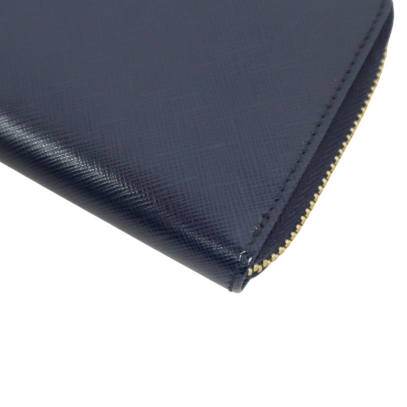 FERRAGAMO Gancini Long Wallet Black PVC Gold Hardware