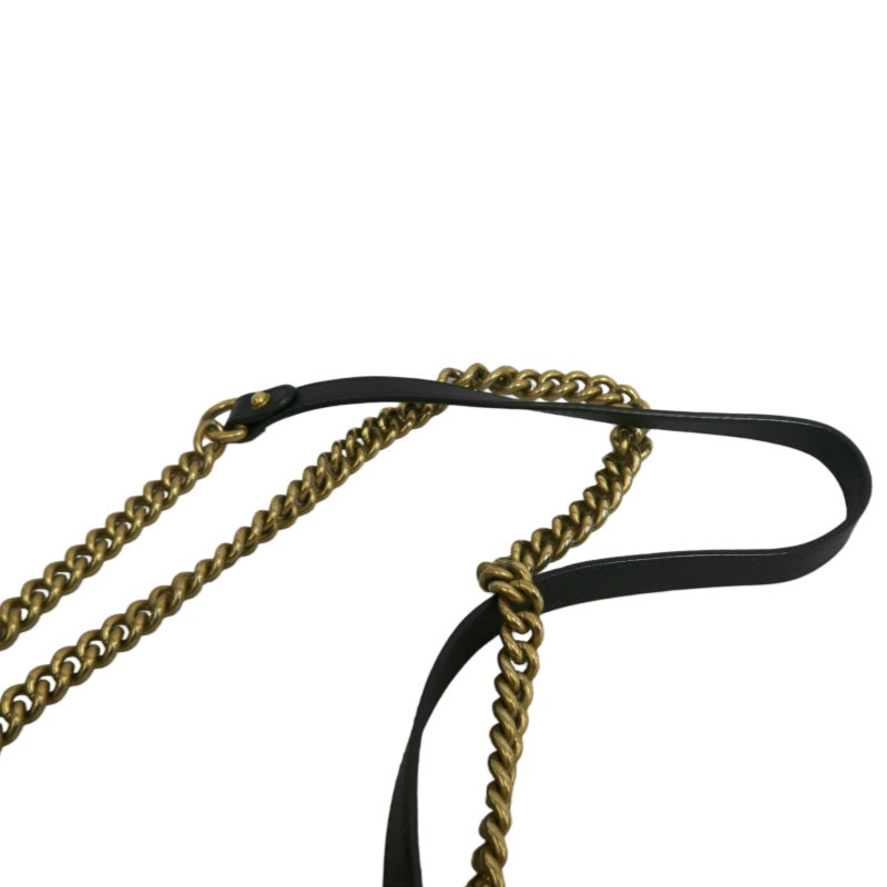 GUCCI GG Marmont Quilted Velvet Shoulder Bag Black Gold Hardware