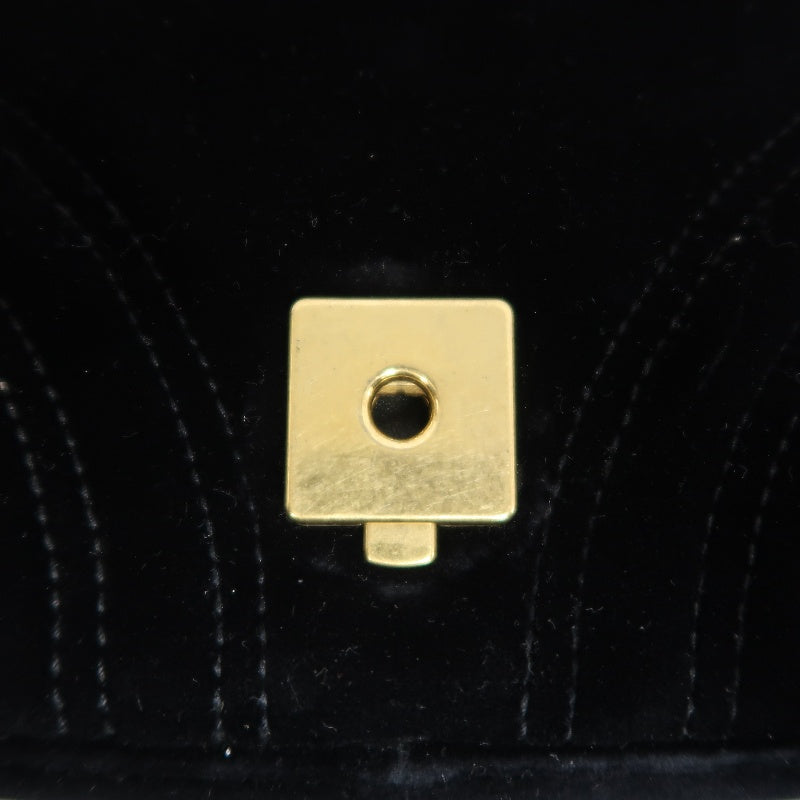 GUCCI GG Marmont Quilted Velvet Shoulder Bag Black Gold Hardware