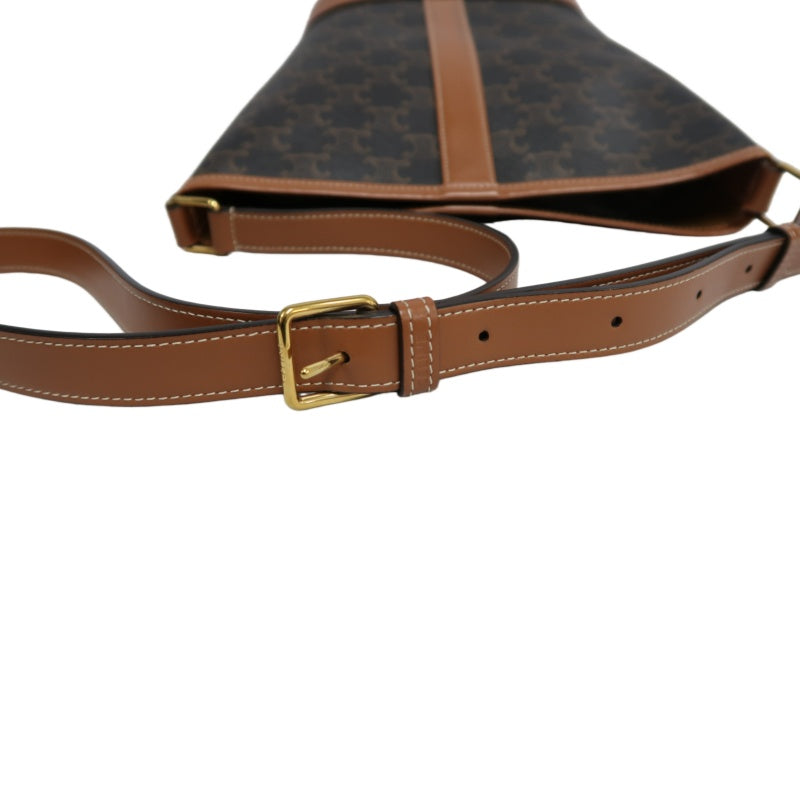 CELINE Macadam Monogram Bucket Shoulder Bag Brown PVC
