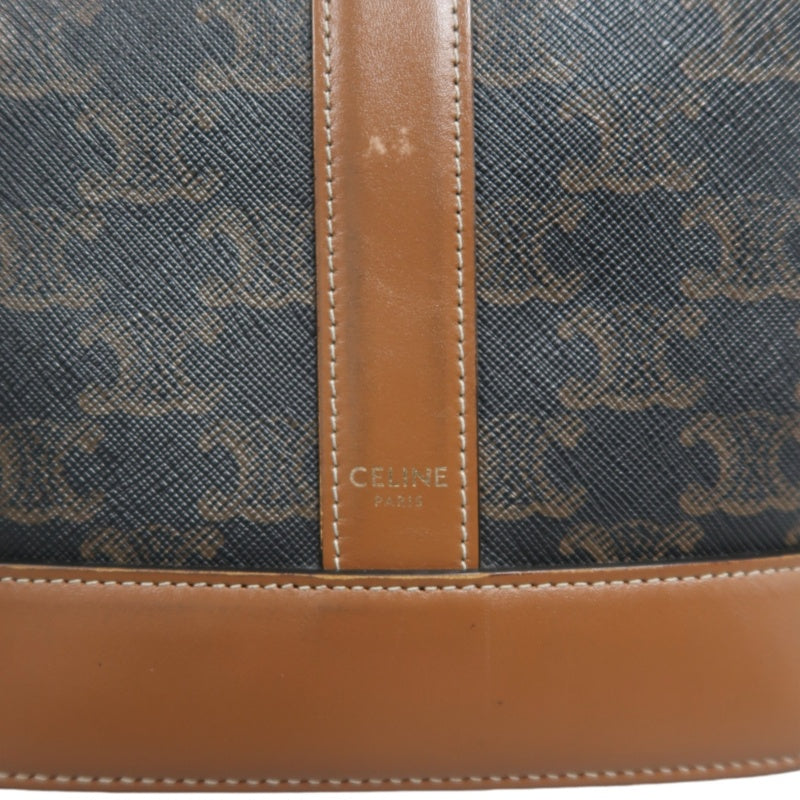 CELINE Macadam Monogram Bucket Shoulder Bag Brown PVC