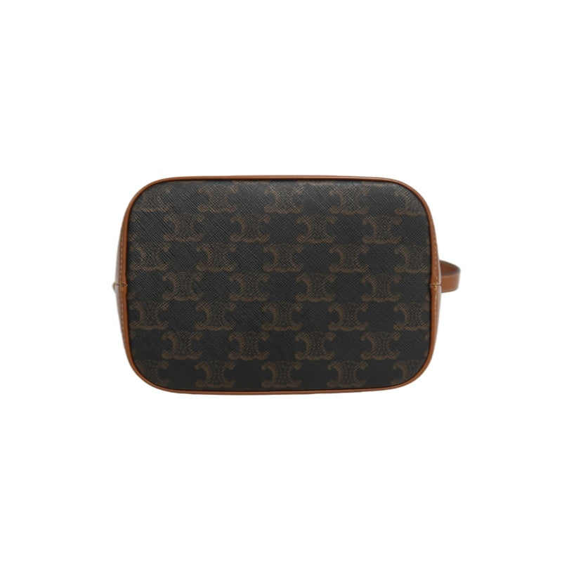 CELINE Macadam Monogram Bucket Shoulder Bag Brown PVC