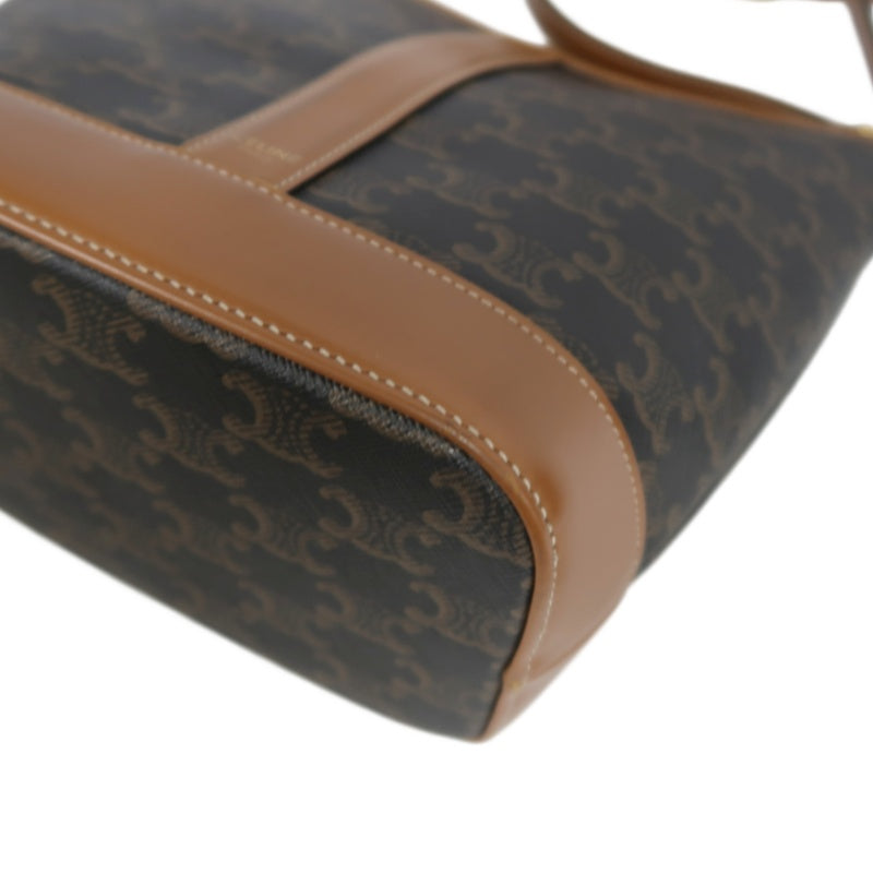 CELINE Macadam Monogram Bucket Shoulder Bag Brown PVC