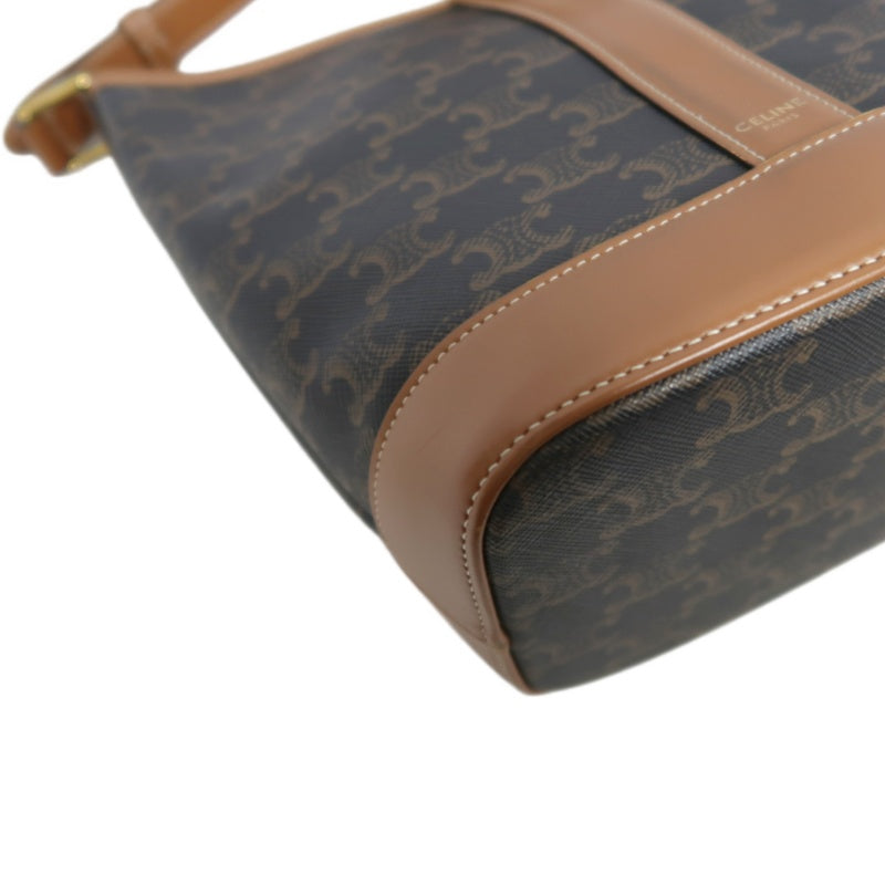 CELINE Macadam Monogram Bucket Shoulder Bag Brown PVC