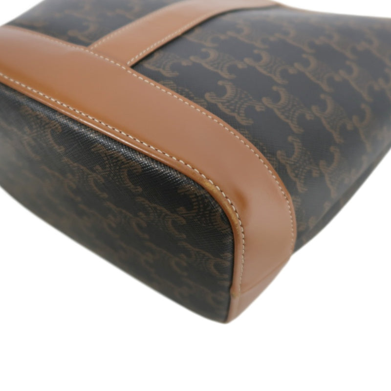 CELINE Macadam Monogram Bucket Shoulder Bag Brown PVC