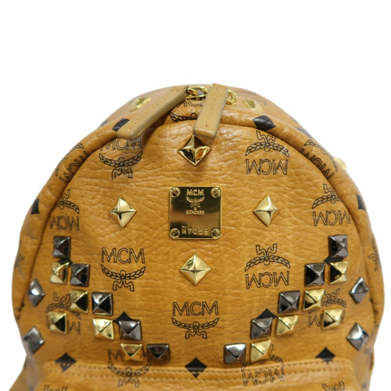 MCM Studded Visetos Backpack Brown PVC