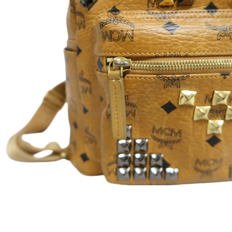 MCM Studded Visetos Backpack Brown PVC