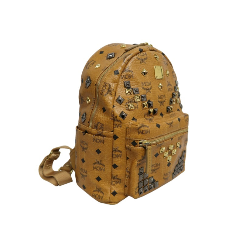 MCM Studded Visetos Backpack Brown PVC