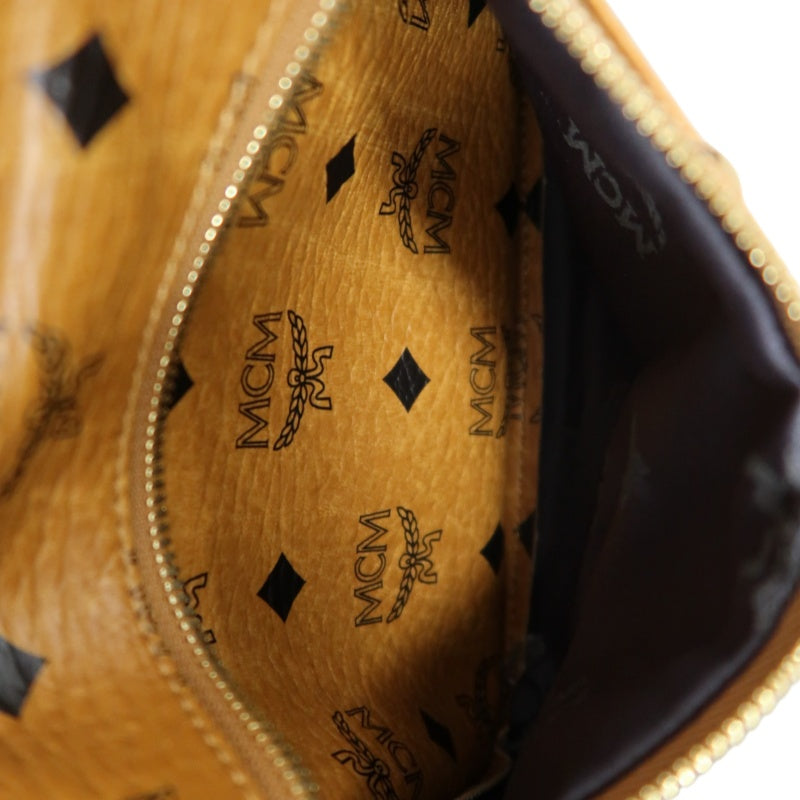 MCM Studded Visetos Backpack Brown PVC