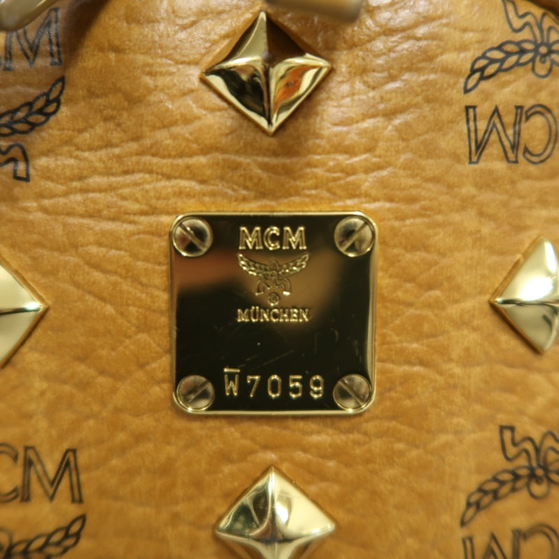 MCM Studded Visetos Backpack Brown PVC