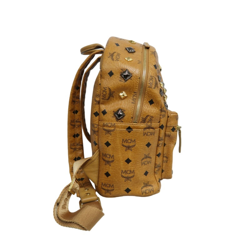 MCM Studded Visetos Backpack Brown PVC