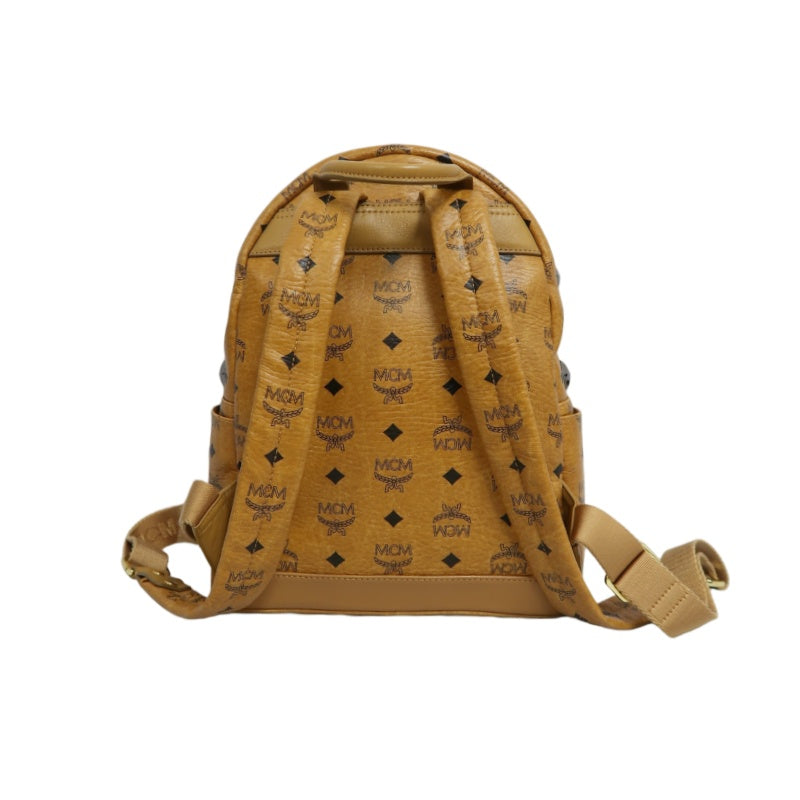 MCM Studded Visetos Backpack Brown PVC