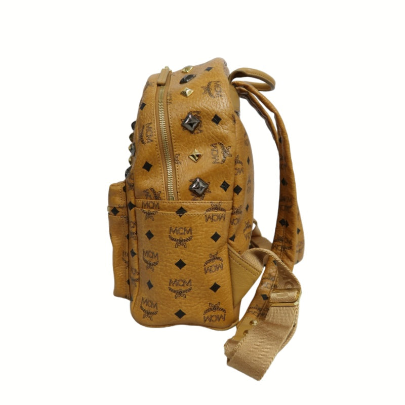 MCM Studded Visetos Backpack Brown PVC