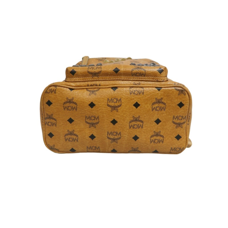 MCM Studded Visetos Backpack Brown PVC