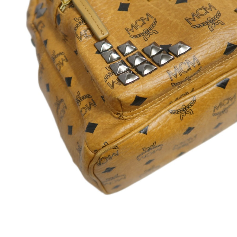 MCM Studded Visetos Backpack Brown PVC