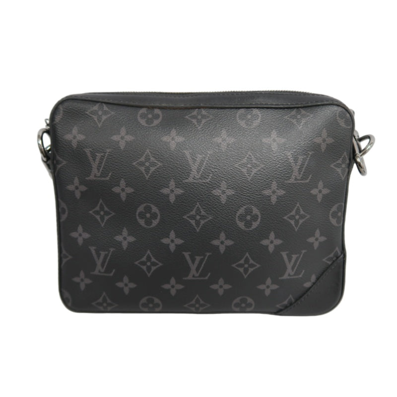 LOUIS VUITTON Trio Messenger Monogram Eclipse Shoulder Bag Black PVC With Pouch