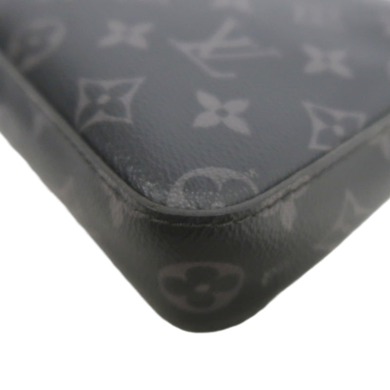 LOUIS VUITTON Trio Messenger Monogram Eclipse Shoulder Bag Black PVC With Pouch