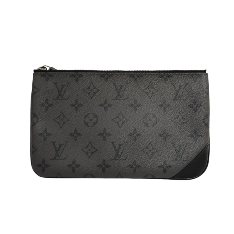 LOUIS VUITTON Trio Messenger Monogram Eclipse Shoulder Bag Black PVC With Pouch