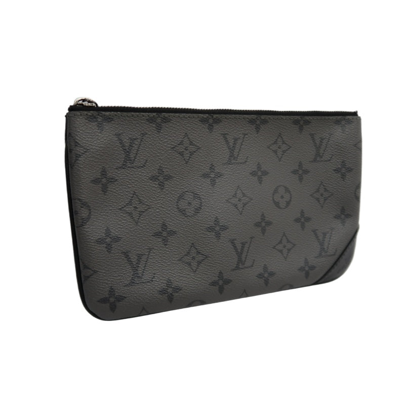 LOUIS VUITTON Trio Messenger Monogram Eclipse Shoulder Bag Black PVC With Pouch