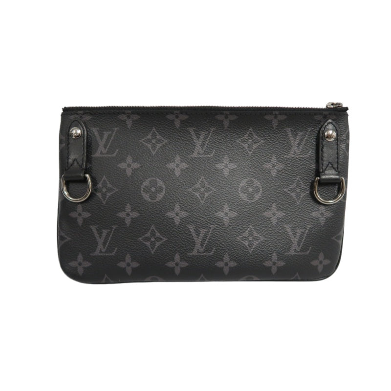 LOUIS VUITTON Trio Messenger Monogram Eclipse Shoulder Bag Black PVC With Pouch