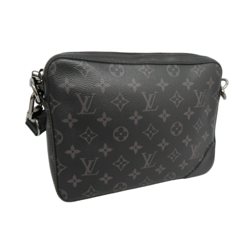 LOUIS VUITTON Trio Messenger Monogram Eclipse Shoulder Bag Black PVC With Pouch