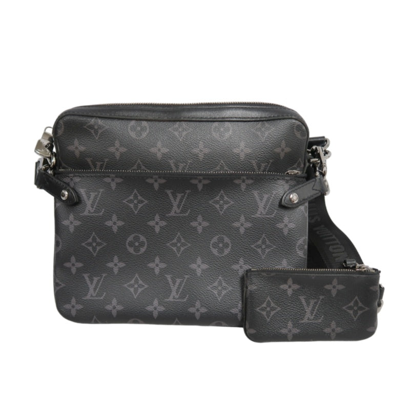 LOUIS VUITTON Trio Messenger Monogram Eclipse Shoulder Bag Black PVC With Pouch